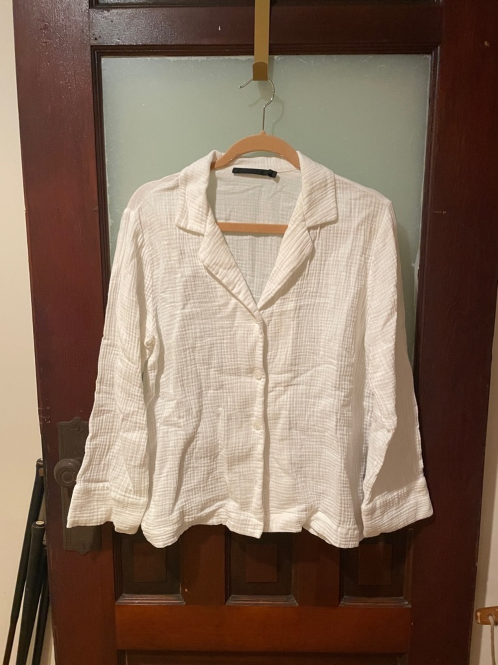 Jenni Kayne White Textured Button-Front Women's Top